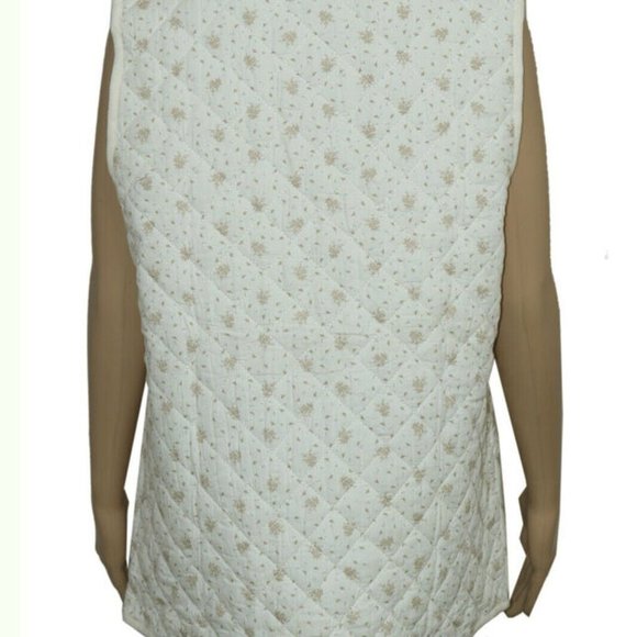 Skall Studio Provence Waistcoat Floral Printed Sleeveless Ivory Quilted Jacket M - Picture 5 of 6